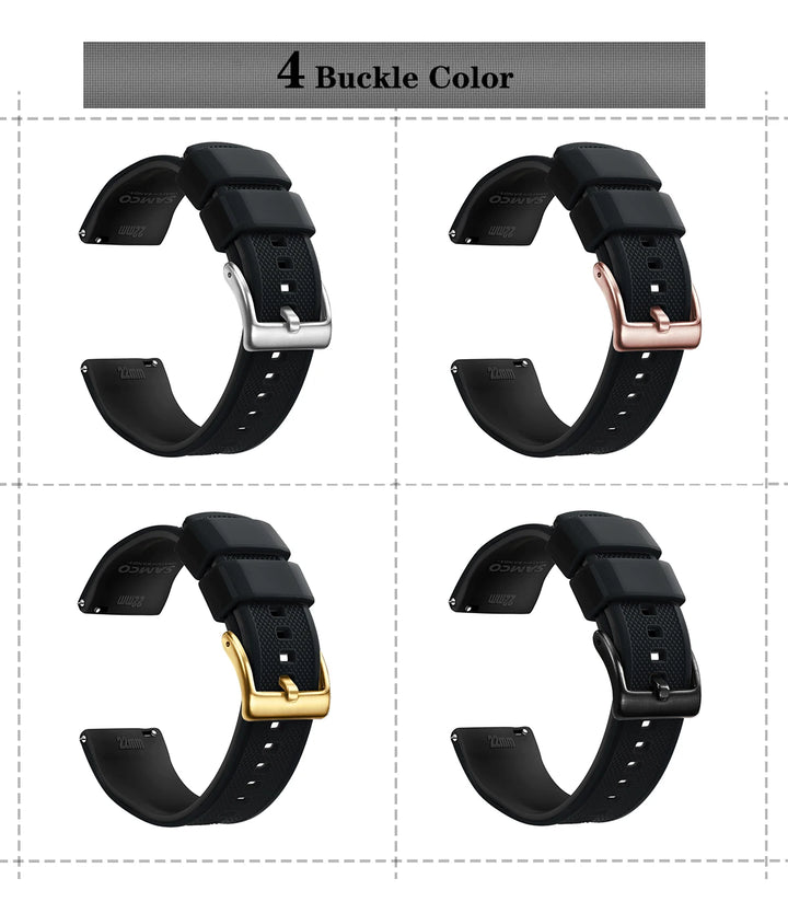 Premium Silicone Rubber Watch Band 18–22mm (Quick Release)