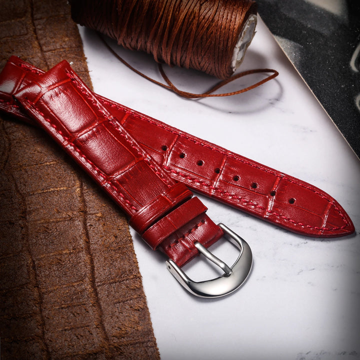 Alligator Embossed Leather Quick-Release Watch Band (16-22mm)