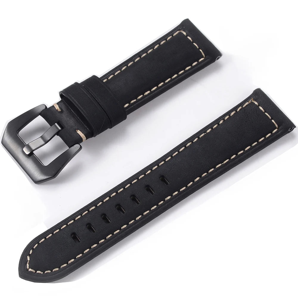 Men’s Genuine Leather Watch Band 22–24mm (Top Grain, High Quality)