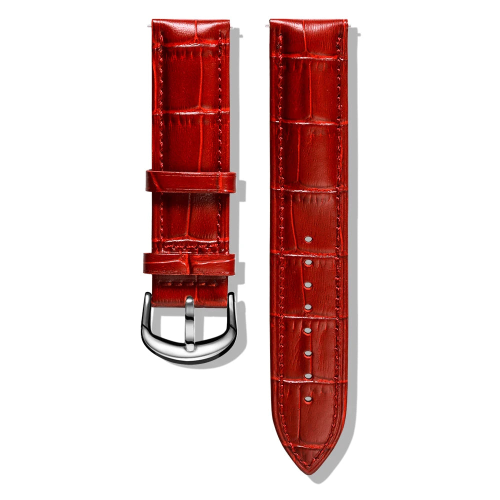 Alligator Embossed Leather Quick-Release Watch Band (16-22mm)
