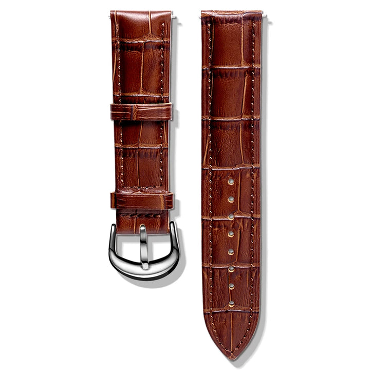 Alligator-Embossed Green Leather Watch Strap 16-22mm