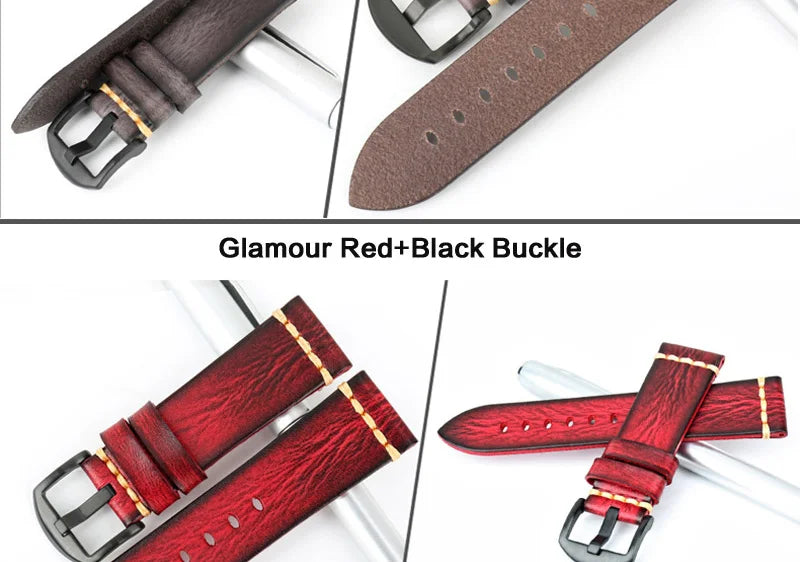 Handmade Vintage Leather Watch Strap 18–24mm – MAIKES