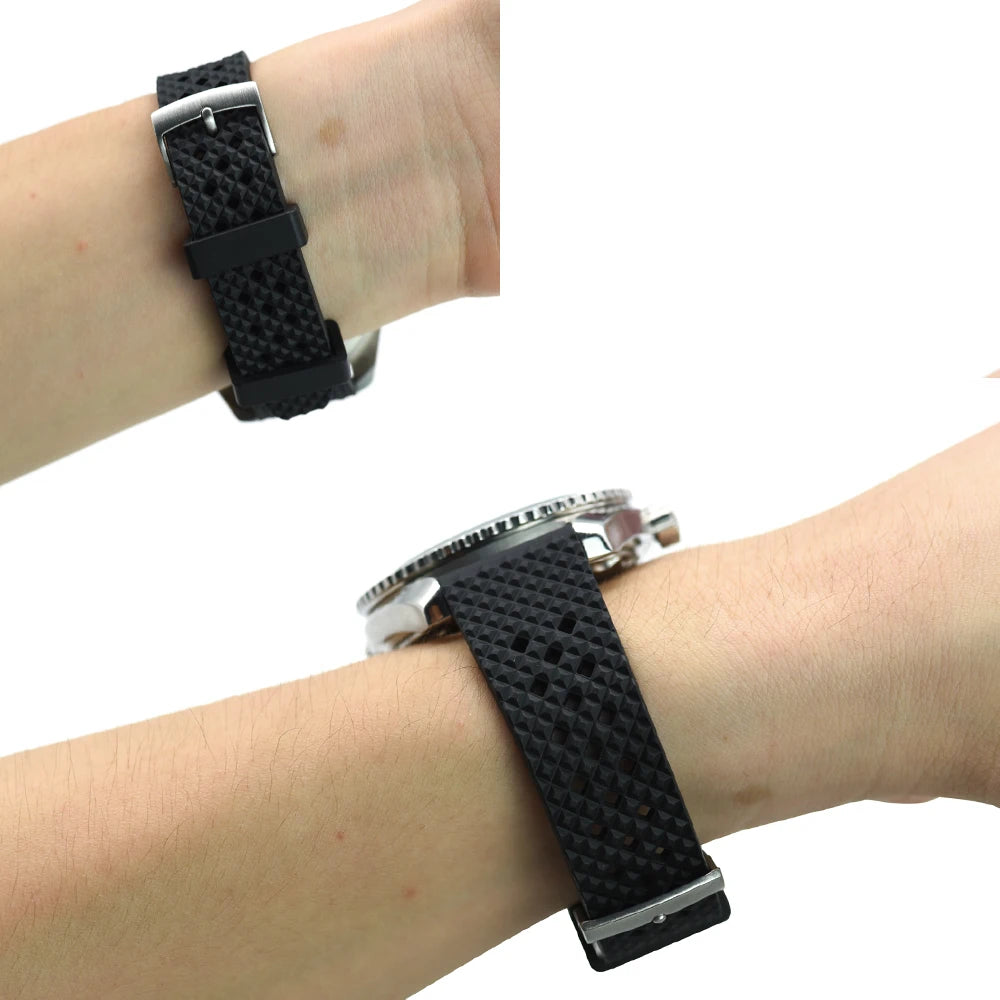 New Designed Honeycomb Fluorine FKM Rubber Strap 20mm 22mm Quick Release Watchbands For SRP777J1 Watch Replacement Wristband