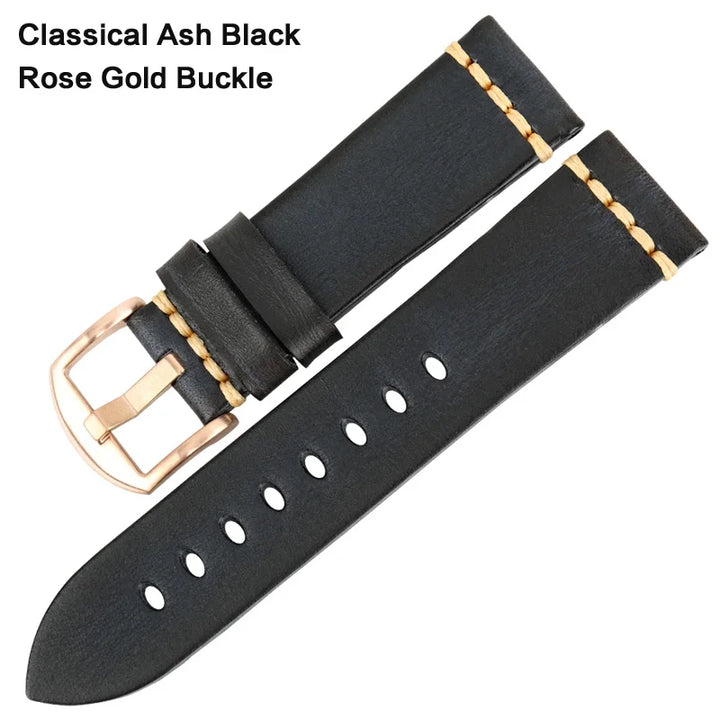 Handmade Vintage Leather Watch Strap 18–24mm – MAIKES