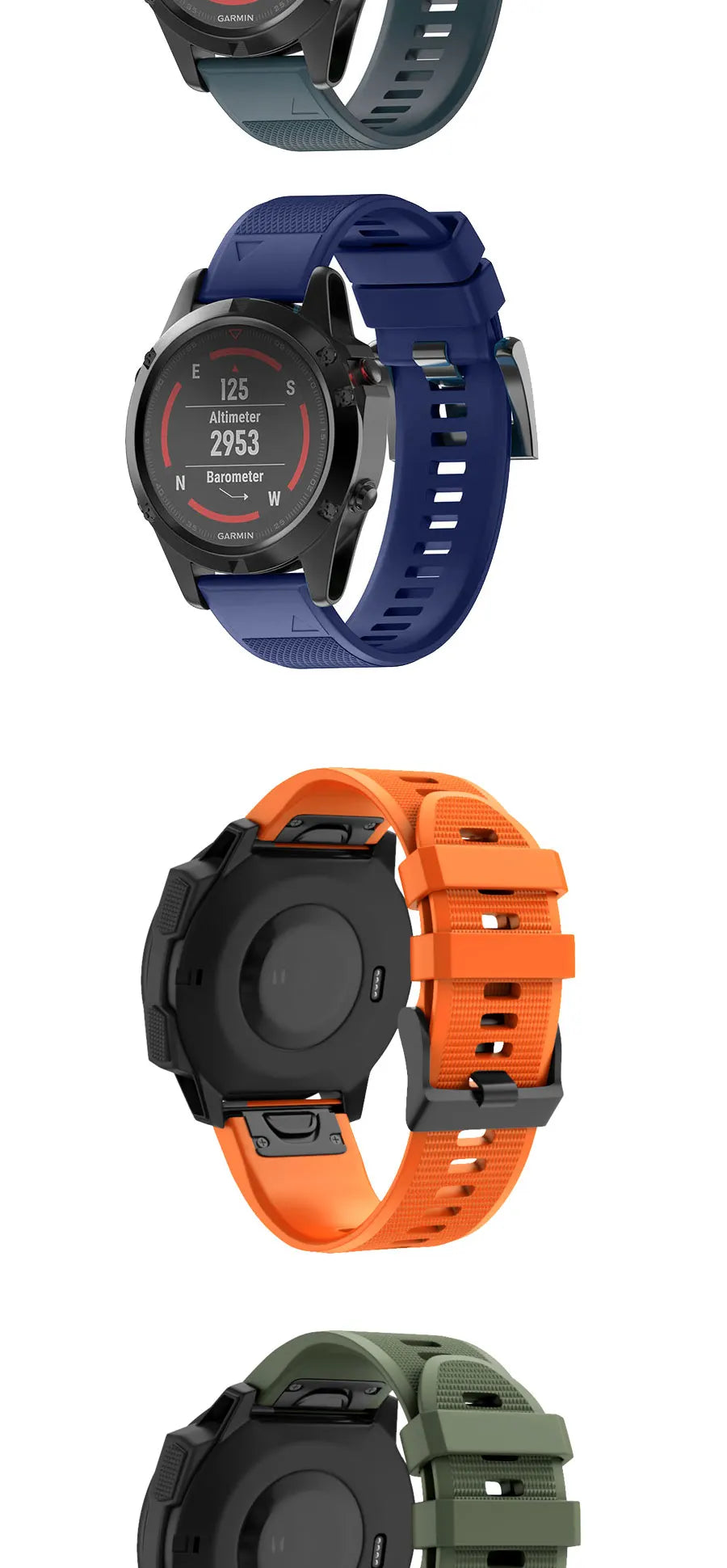Garmin Fenix Silicone Strap – 20/22/26mm QuickFit for Fenix 5–8 Series