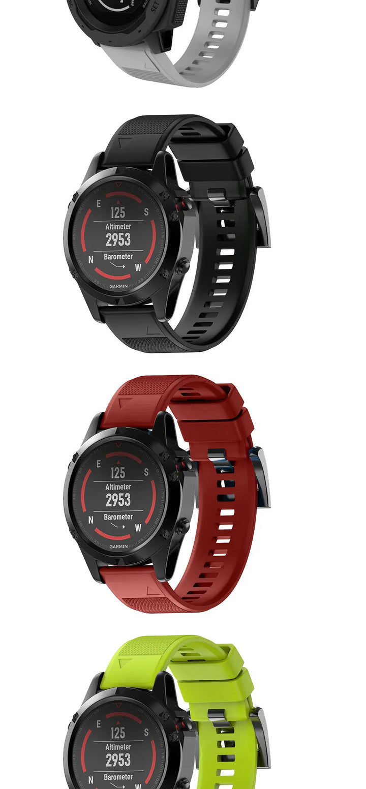 Garmin Fenix Silicone Strap – 20/22/26mm QuickFit for Fenix 5–8 Series