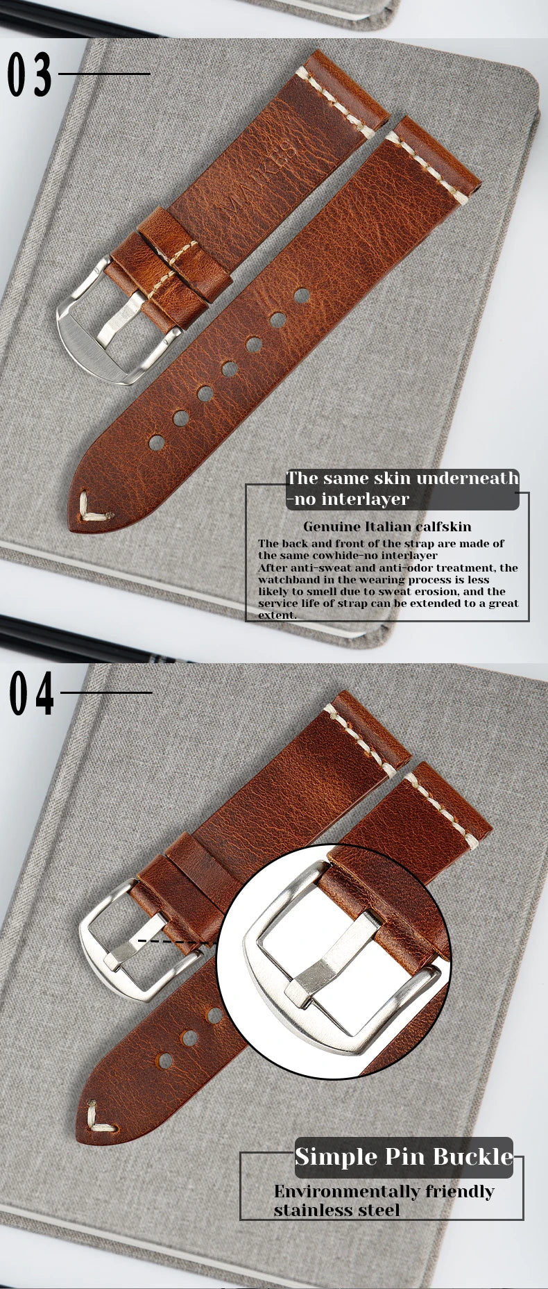 Black Oil Wax Leather Watch Strap for Seiko – MAIKES