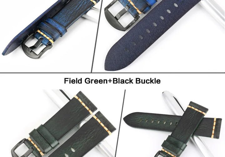 Handmade Vintage Leather Watch Strap 18–24mm – MAIKES