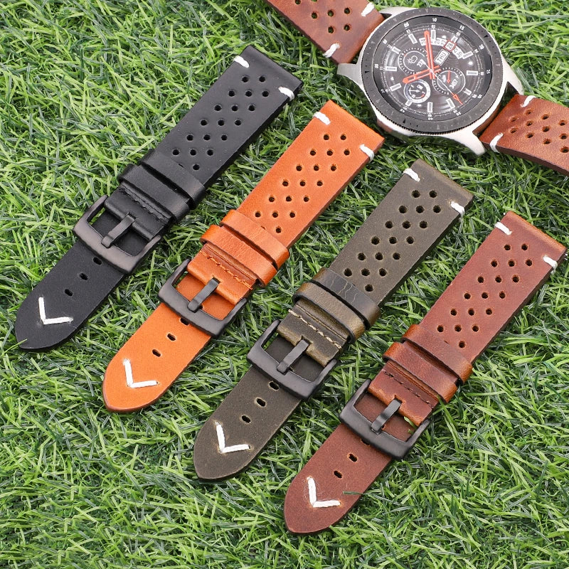 Vintage Oil Wax Leather Watch Strap for Samsung Galaxy Watch 3/4
