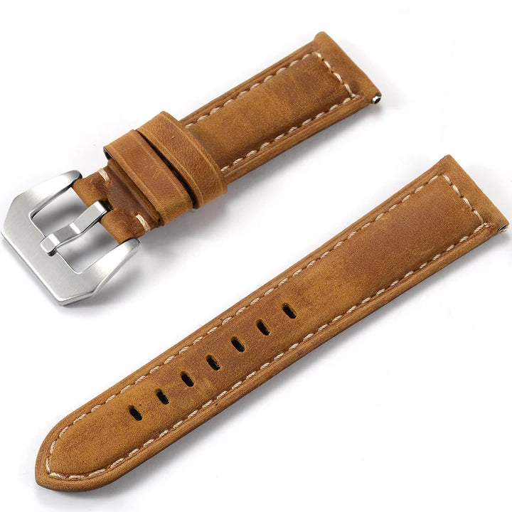Men’s Genuine Leather Watch Band 22–24mm (Top Grain, High Quality)