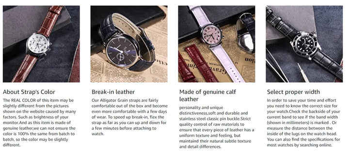Alligator Embossed Leather Quick-Release Watch Band (16-22mm)