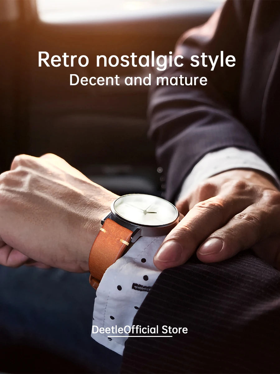 MAIKES Vintage Leather Watch Strap with Butterfly Buckle