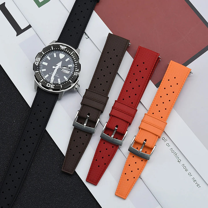 Premium Grade Tropical FKM Rubber Strap Quick Release Watch Band 18mm 20mm 22mm 24mm Rubber Tropical Strap Smart Watch Strap