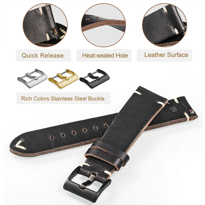 HEMSUT Horween Chromexcel Leather Watch Strap 19-22mm