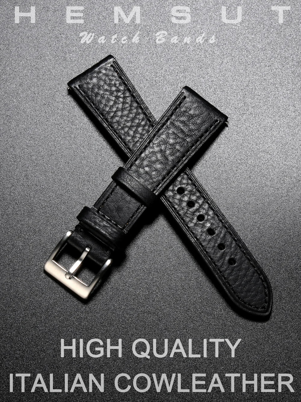 HEMSUT Genuine Cowhide Leather Quick-Release Watch Band (18-22mm)