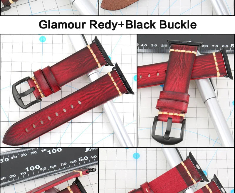 Handmade Leather Strap Watch Band For Apple Watch 45mm 41mm 44mm 42mm 40mm Series 9 8 7 6 SE 5 4 iWatch Bracelet