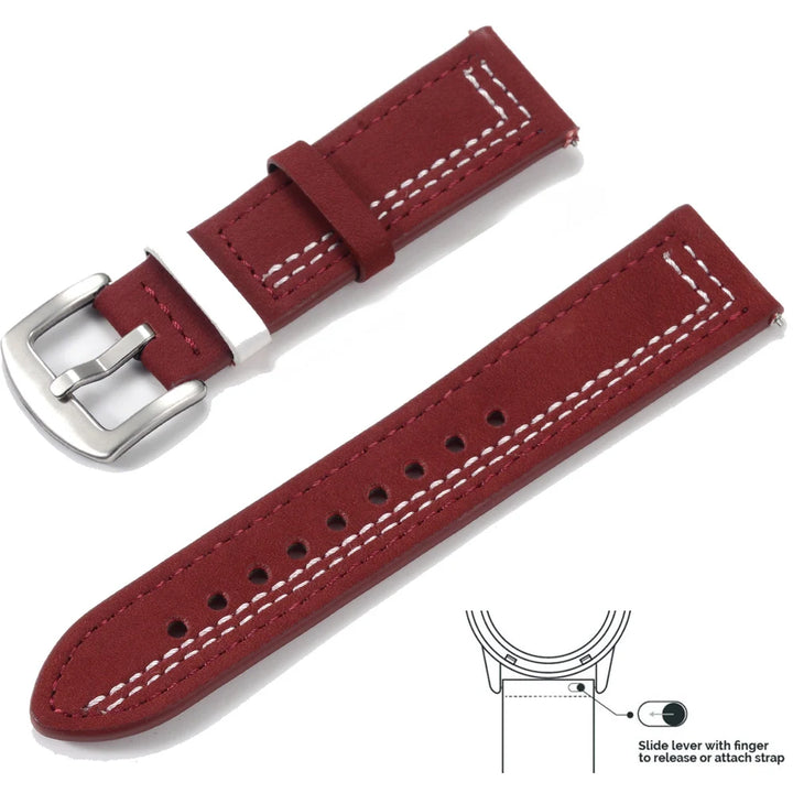 Genuine Leather Quick Release Watch Band 20–22mm for Huawei & Samsung Galaxy 45/46mm