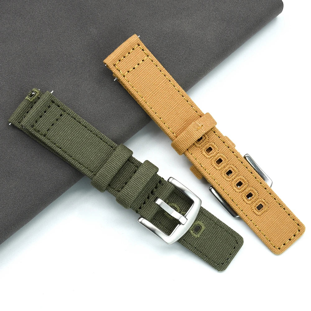 JUELONG Premium Nylon Sailcloth Watch Strap 20mm 22mm Canvas Sailcloth Watch Bands Quick Release Perfect Fit Flat End Universal