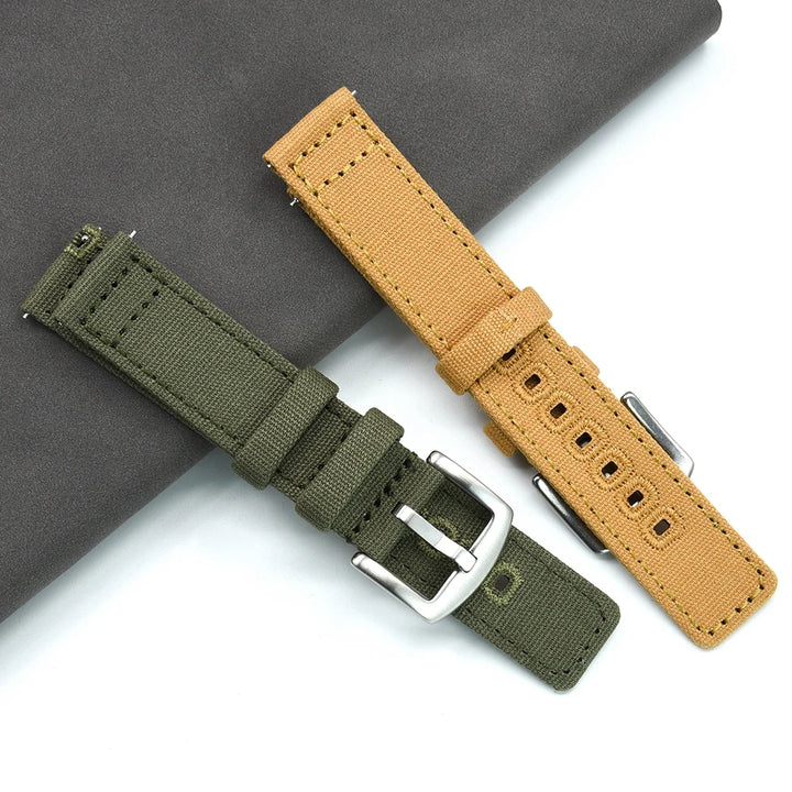 JUELONG Premium Nylon Sailcloth Watch Strap 20mm 22mm Canvas Sailcloth Watch Bands Quick Release Perfect Fit Flat End Universal