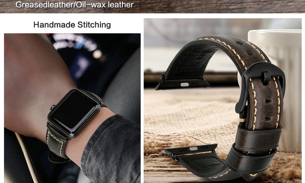 Vintage Cow Leather Apple Watch Strap – 40-45mm for Series 4-9 & SE