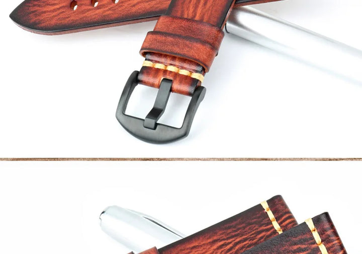 Handmade Vintage Leather Watch Strap 18–24mm – MAIKES