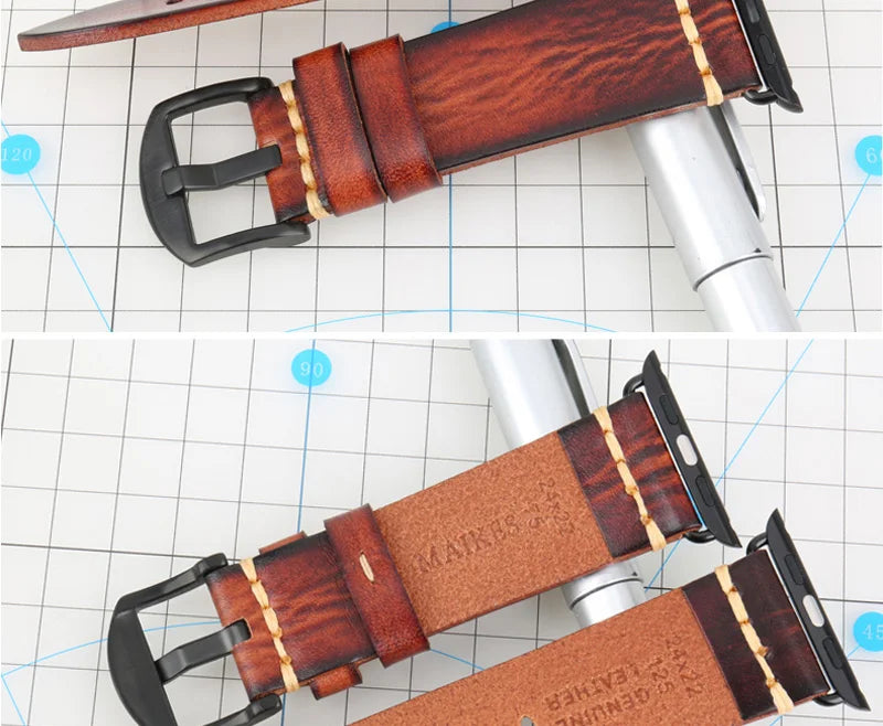 Handmade Leather Strap Watch Band For Apple Watch 45mm 41mm 44mm 42mm 40mm Series 9 8 7 6 SE 5 4 iWatch Bracelet