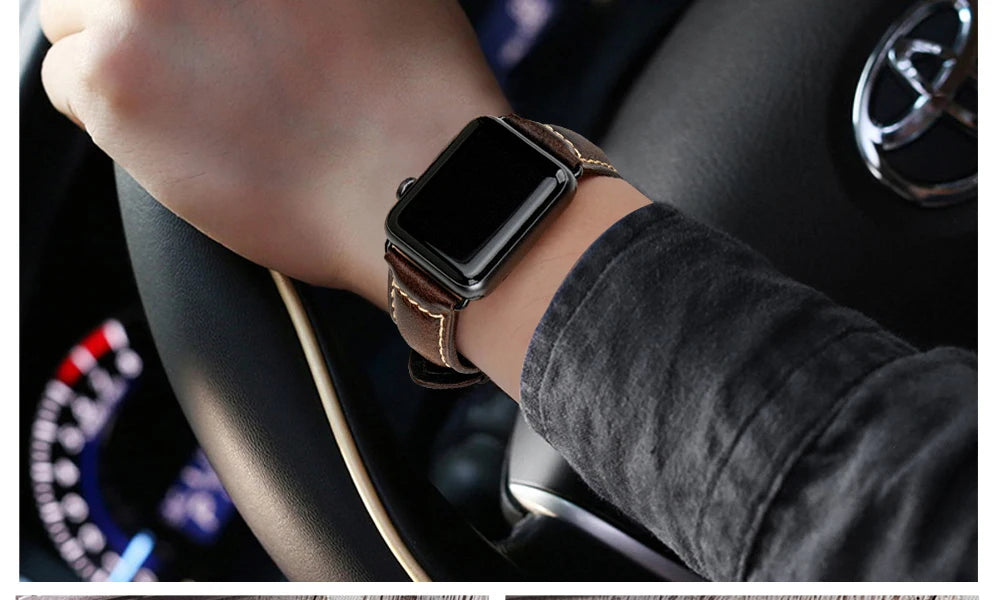 Vintage Cow Leather Apple Watch Strap – 40-45mm for Series 4-9 & SE