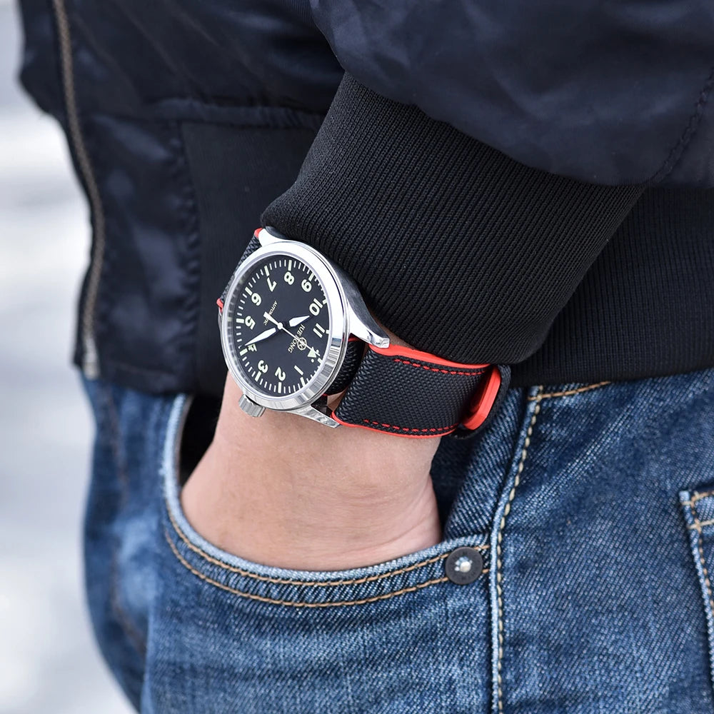 New Unisex High Quality Leather FKM Rubber Watch Strap 20mm 22mm Watch Band Bracelet Men Women Blue Orange Black Red