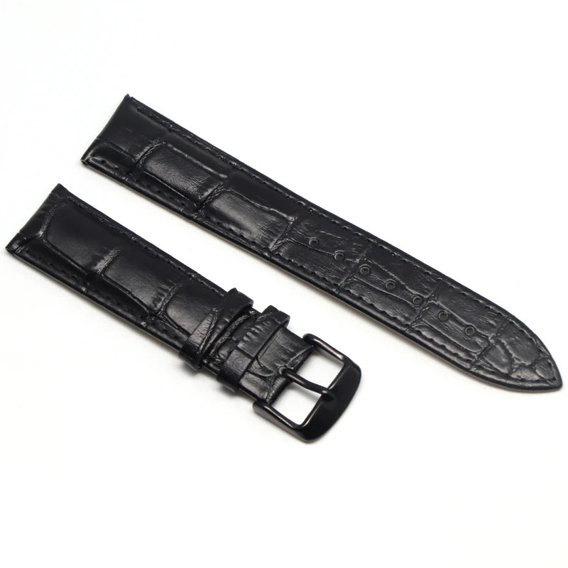 Genuine Leather Watch Strap with Steel & Butterfly Buckle (18-20mm)