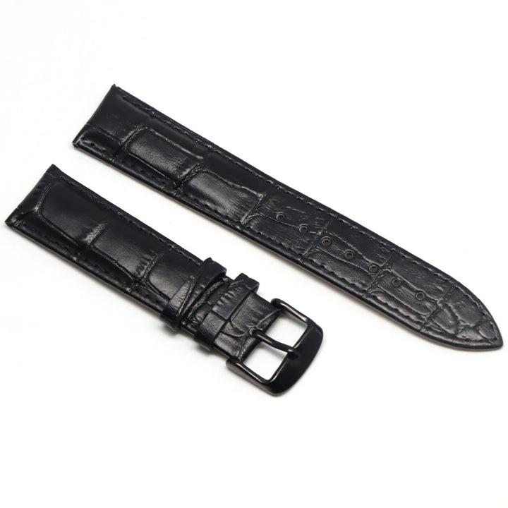 Genuine Leather Watch Strap with Steel & Butterfly Buckle (18-20mm)