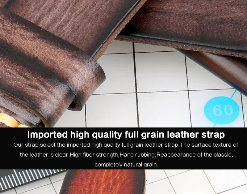 MAIKES Handmade Genuine Cow Leather Watch Band Vintage Black Watchband Watch Bracelet 20mm 22mm 24mm Watch Strap