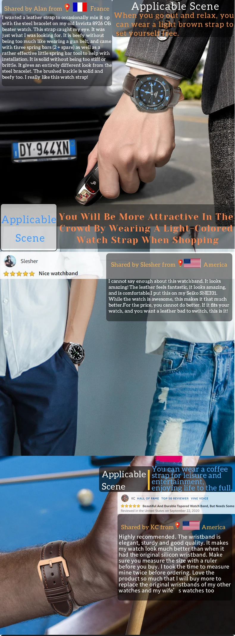 MAIKES luxury Genuine Leather Watch Band Soft Cowhide Leather Strap Bracelet For MIDO TISSOT Casio Watchbands