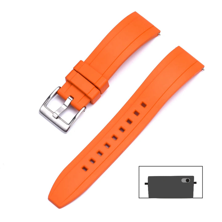Universal FKM Rubber Watch Strap – 20–24mm Waterproof Sport Band for Rolex, Omega, Armani & Seiko