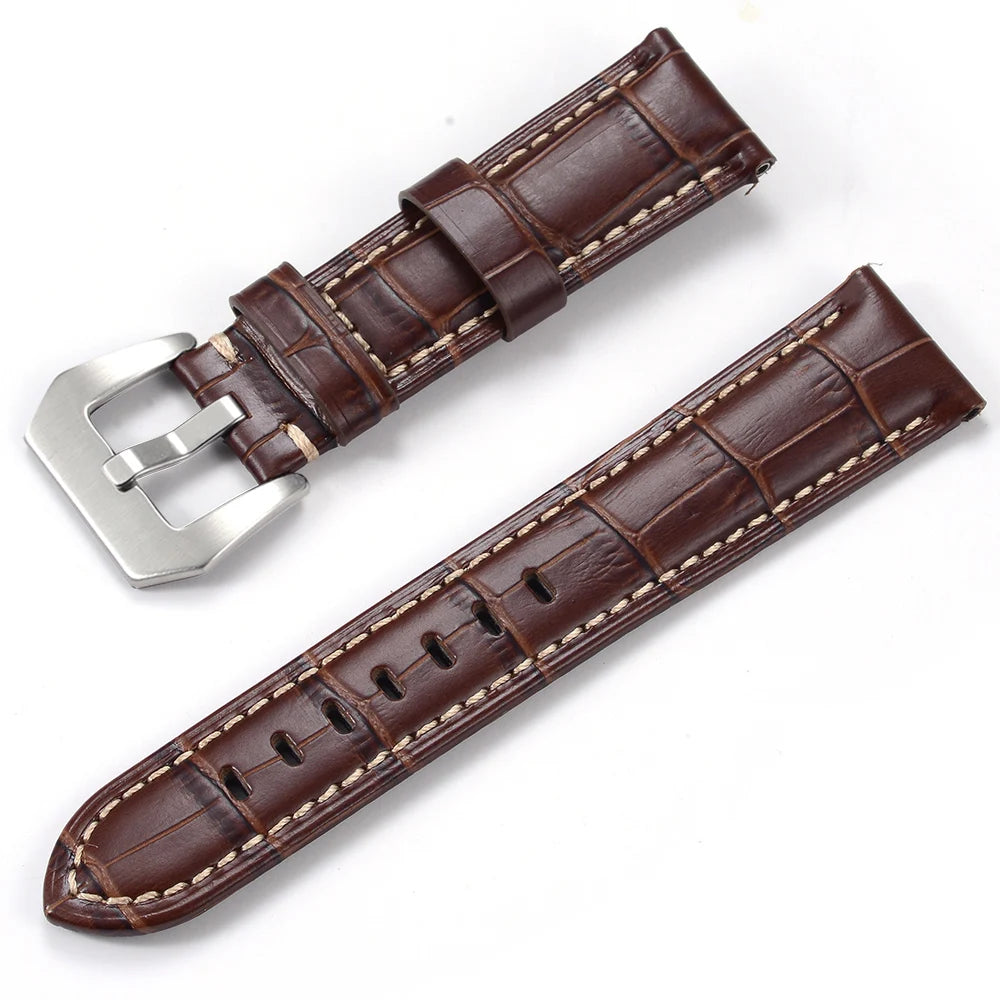 Men’s Genuine Leather Watch Band 22–24mm (Top Grain, High Quality)