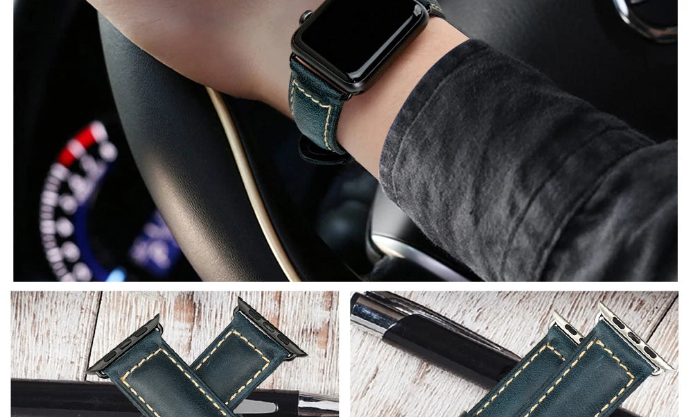 Vintage Cow Leather Apple Watch Strap – 40-45mm for Series 4-9 & SE
