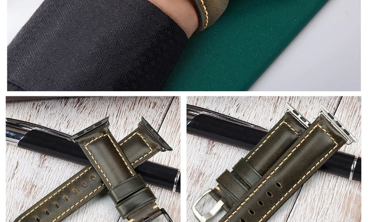 Vintage Cow Leather Apple Watch Strap – 40-45mm for Series 4-9 & SE