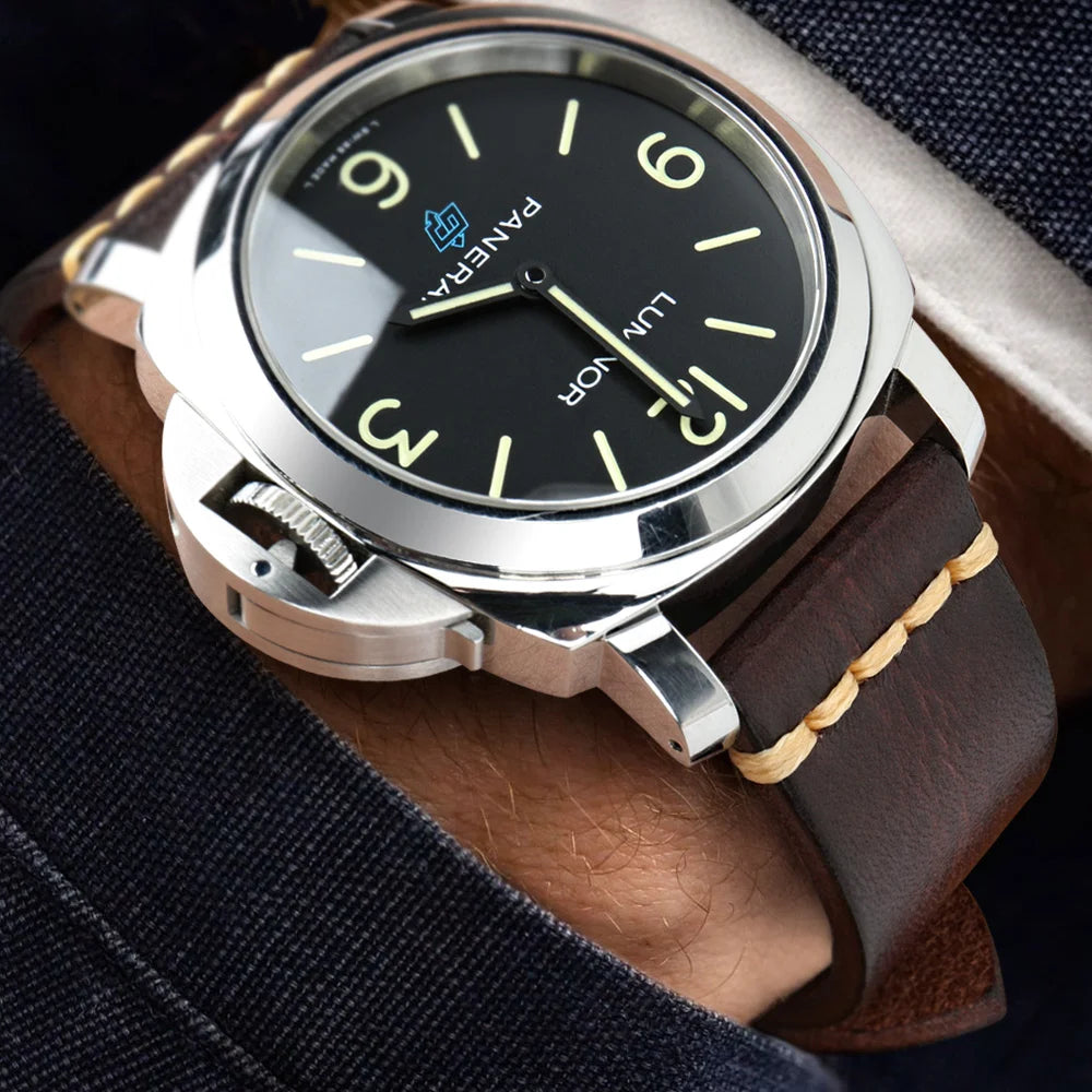 MAIKES Handmade Calfskin Leather Watch Strap – 20/22/24mm, Vintage for Panerai, MIDO & Longines