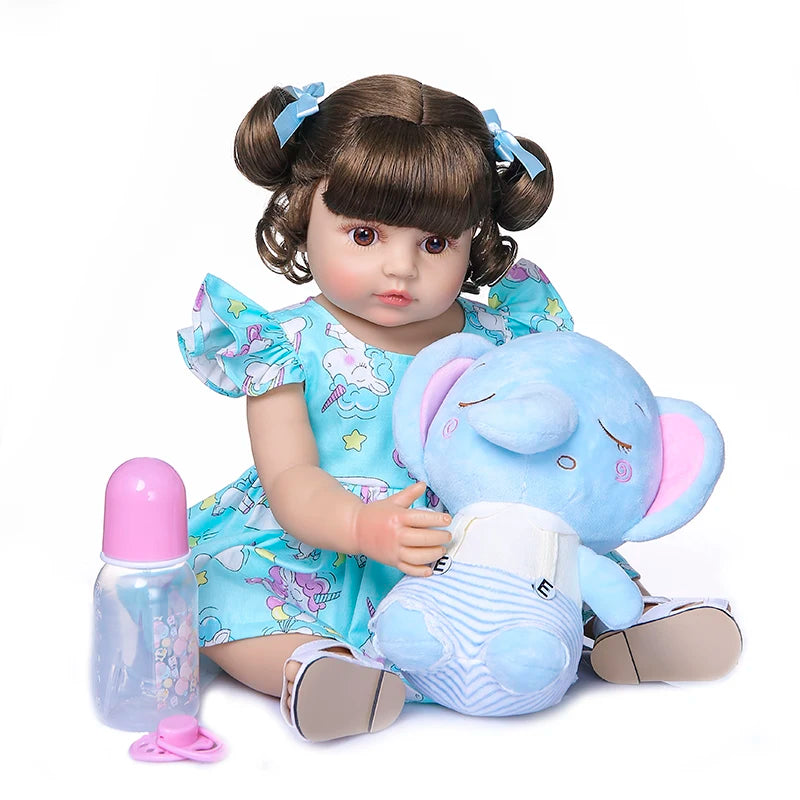 55CM NPK Reborn Baby Doll for Toddlers Soft Vinyl Full Body Bebe Bath Toy Realistic Doll for Children