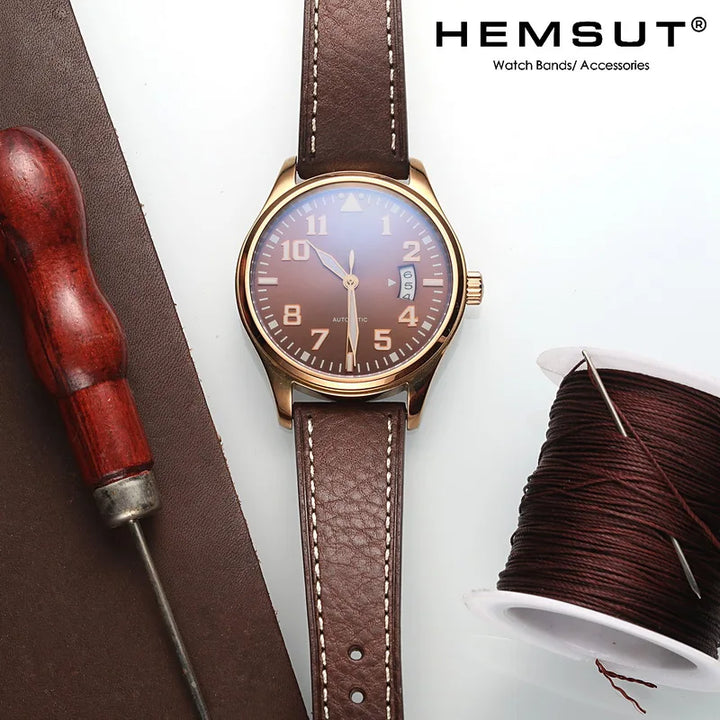 HEMSUT Italy Genuine Leather Watch Strap – Vintage, Handmade, Quick Release (18/20/22mm)