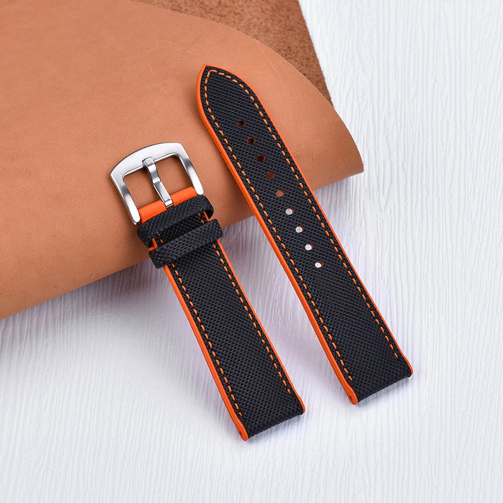 Premium Grade Hybrid FKM Nylon Watch Strap 18mm 20mm 22mm 24mm Fluoro Rubber Watchbands For Each Brand Diving Watches