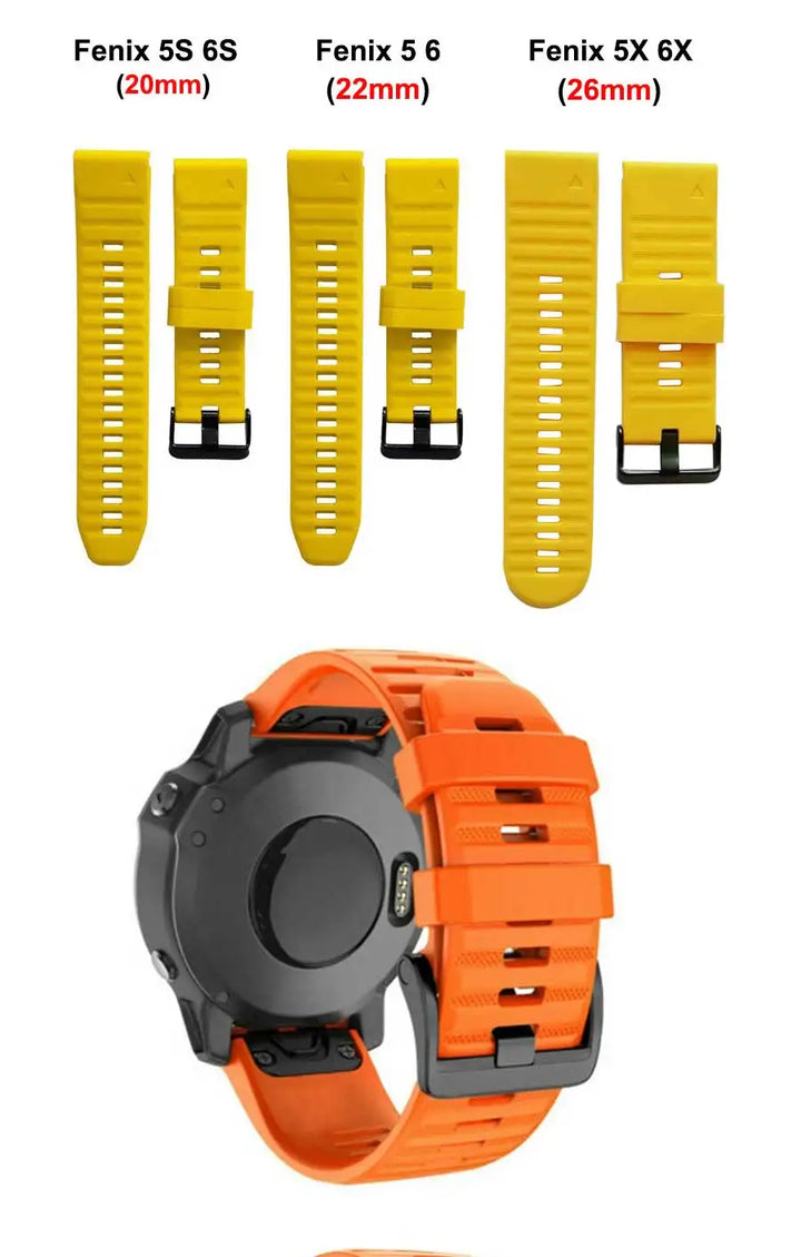 Quick-Release Silicone Sport Strap for Garmin Fenix & Forerunner (20-26mm)
