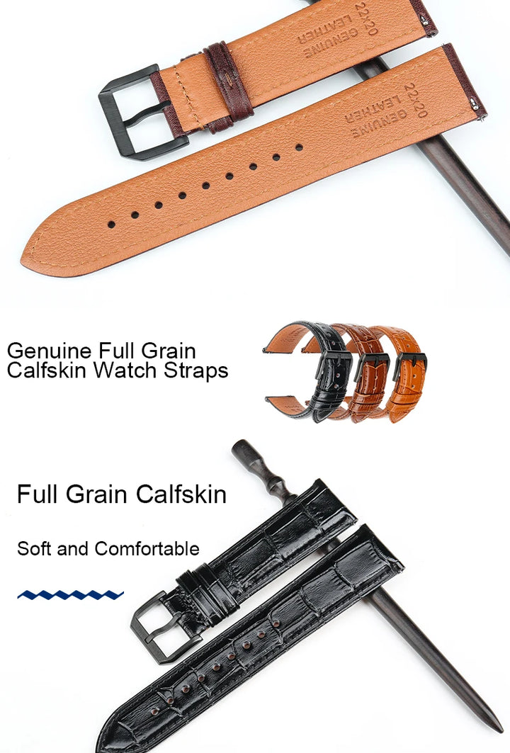Quick Release Watchband For Huawei Watch GT 2 Pro TISSOT Samsung Galaxy Watch Active2/3 Bracelet Leather Strap Watch Band