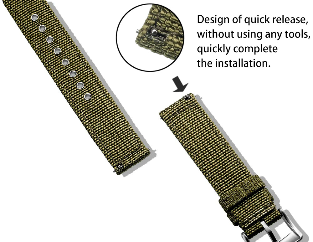 HEMSUT Nylon Quick-Release Military Watch Band (18-24mm)