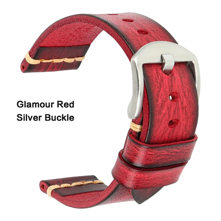 Handmade Vintage Vegetable-Tanned Leather Watch Strap for OMEGA, Fossil, CITIZEN, SEIKO, HUAWEI