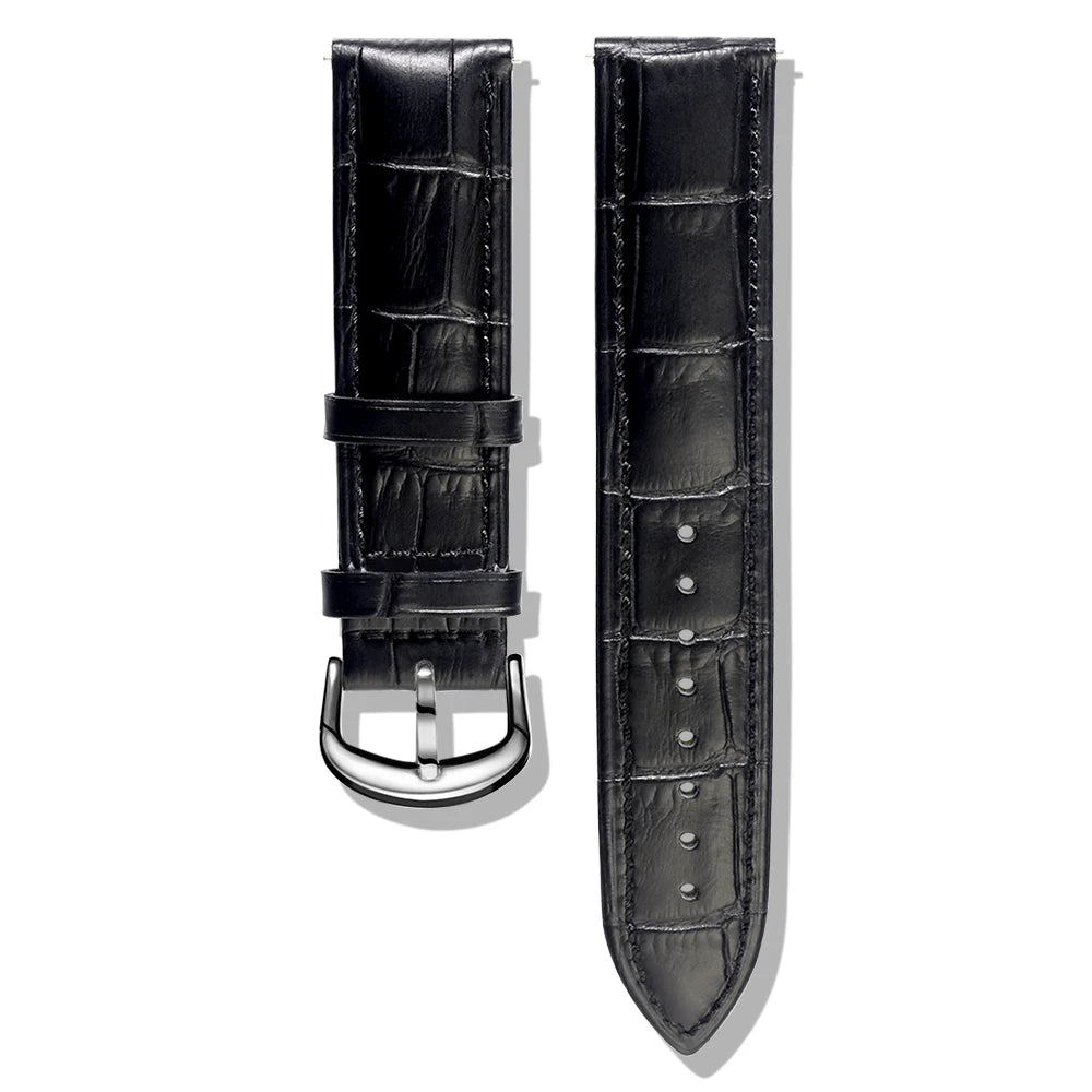 Alligator-Embossed Green Leather Watch Strap 16-22mm