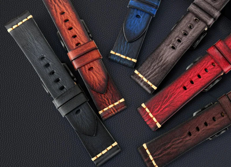 MAIKES Handmade Vintage Leather Watch Strap – 20/22/24mm for Panerai, Fossil, Casio & Seiko
