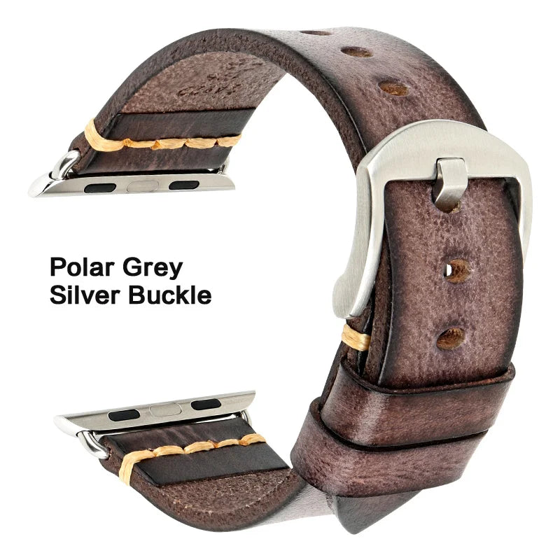 Handmade Leather Strap Watch Band For Apple Watch 45mm 41mm 44mm 42mm 40mm Series 9 8 7 6 SE 5 4 iWatch Bracelet