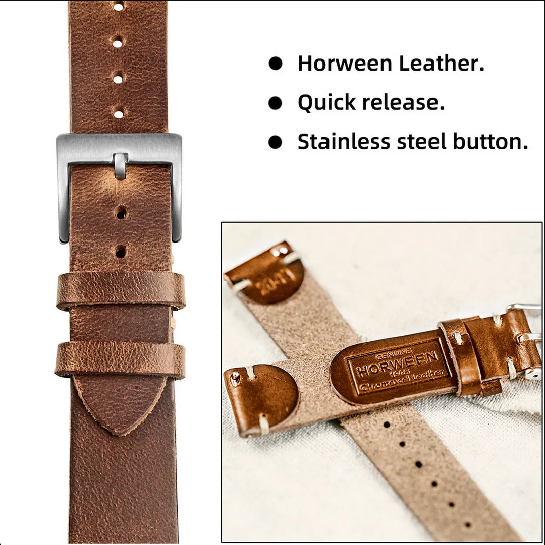 Genuine Horween CXL Leather Watch Strap 18–22mm Quick Release