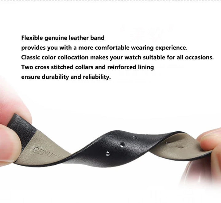 Genuine Leather Watch Strap – Smooth Finish 12–22mm
