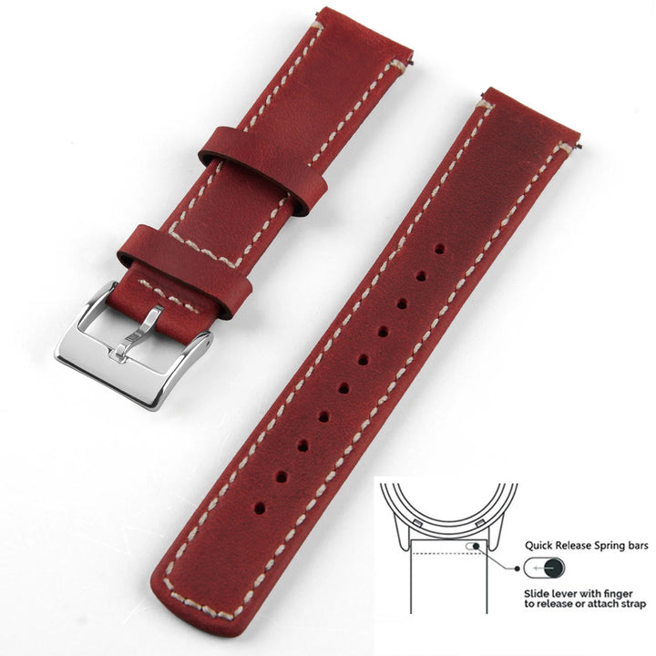 Top Grain Genuine Leather Quick Release Watch Band 20–22mm for Samsung Galaxy Watch